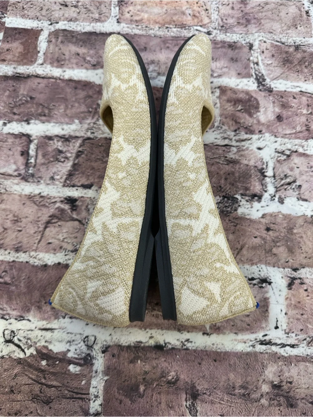 Rothy's The Max Square Flat Beige Cream Knit Ballet Flats NWOB Never Worn Size 9